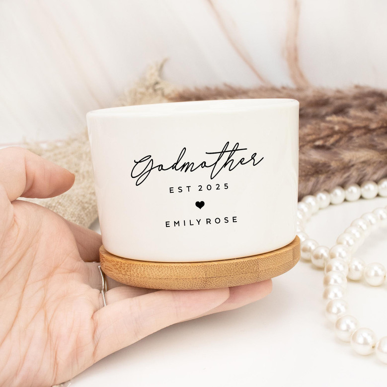 Thoughtful Godmother Ceramic Plant Pot For Mother's Day And Baptism - Perfect Gift From Daughter