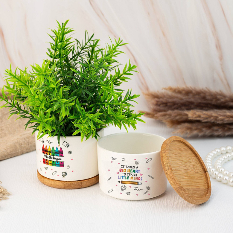 Thoughtful Teacher Appreciation Ceramic Plant Pot - Custom Thank You Gifts