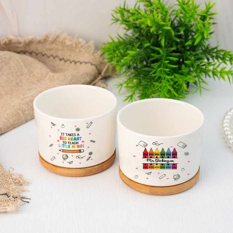 Thoughtful Teacher Appreciation Ceramic Plant Pot - Custom Thank You Gifts
