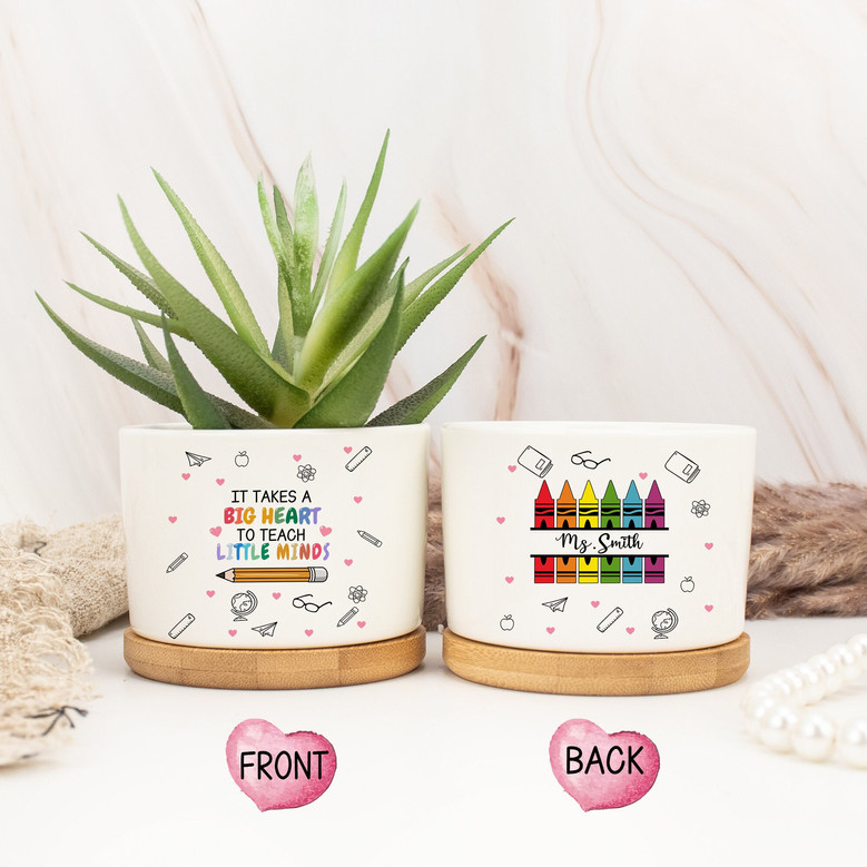 Thoughtful Teacher Appreciation Ceramic Plant Pot - Custom Thank You Gifts