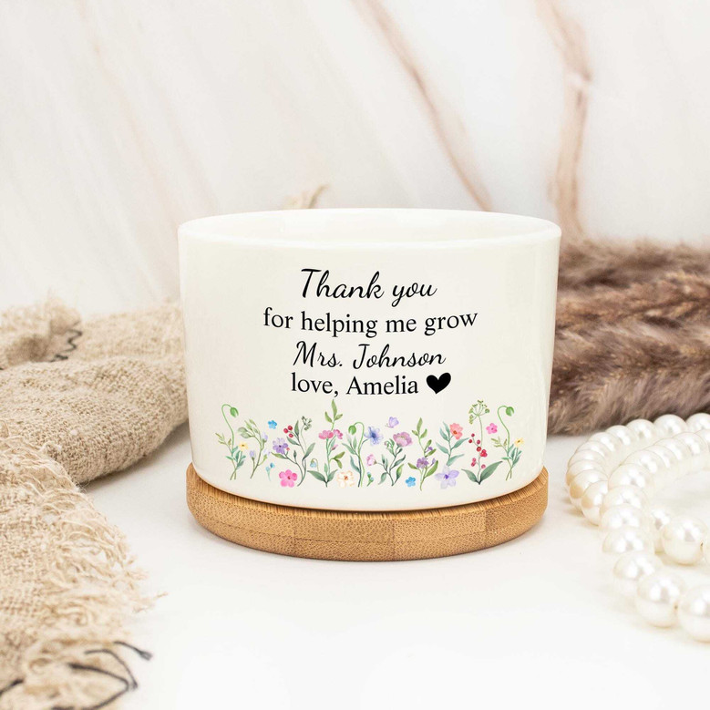 Custom Thank You Teacher Ceramic Plant Pot For End Of Year| Appreciation| Leaving School Gifts