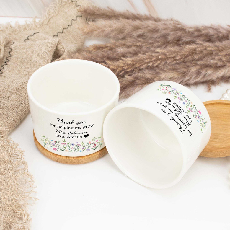 Custom Thank You Teacher Ceramic Plant Pot For End Of Year| Appreciation| Leaving School Gifts