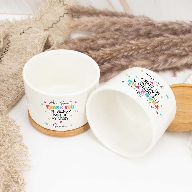 Personalized Thank You Teacher Ceramic Plant Pot For Classroom Gifts