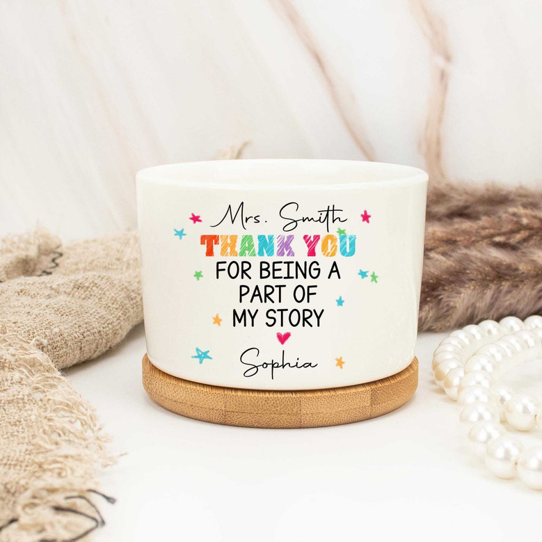 Personalized Thank You Teacher Ceramic Plant Pot For Classroom Gifts