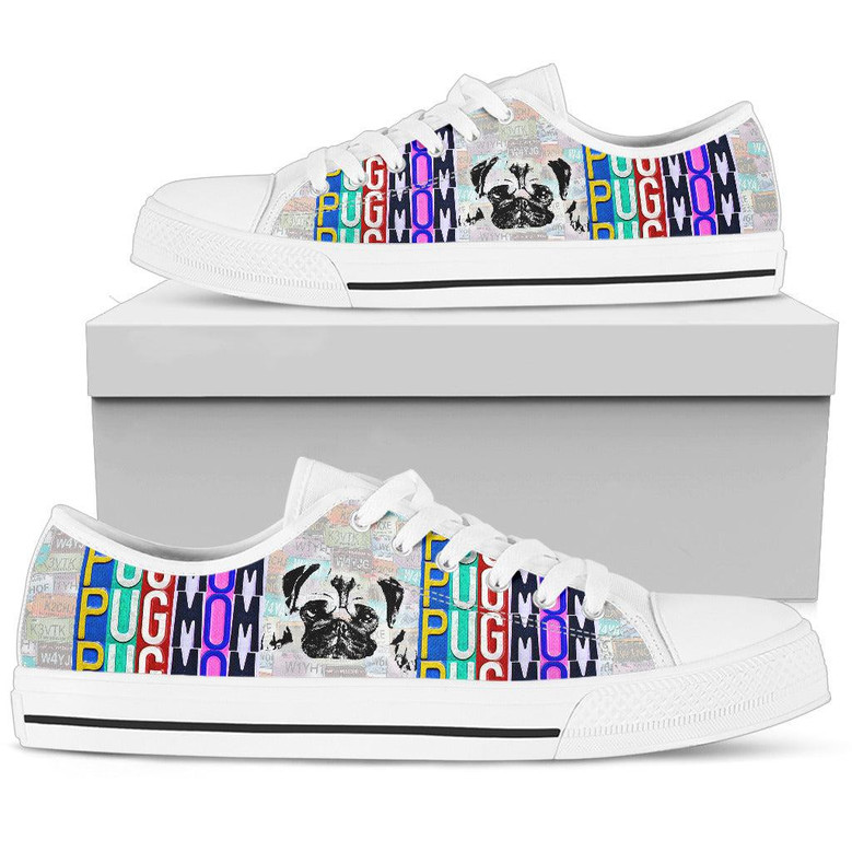 Chaussures basses femme avec plaque d'immatriculation pour maman de carlin