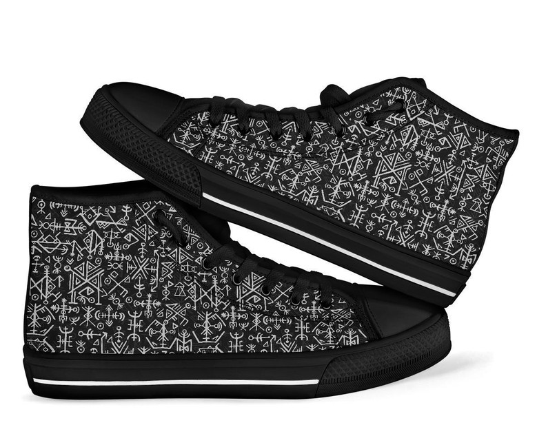 Futhark Norse Runes Scandinavian Viking Men Women's High Top Shoesは、フーサーク・ノース・ルーン・スカンジナビア・バイキング・メンズ・ウィメンズ・ハイトップ・シューズです。