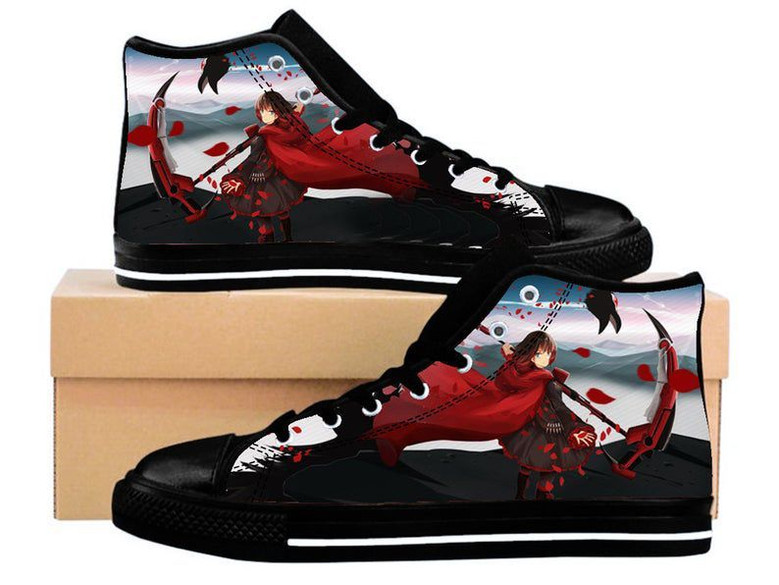 Rwbyアニメキャンバスシューズ誕生日父の日ブラックハイトップシューズ