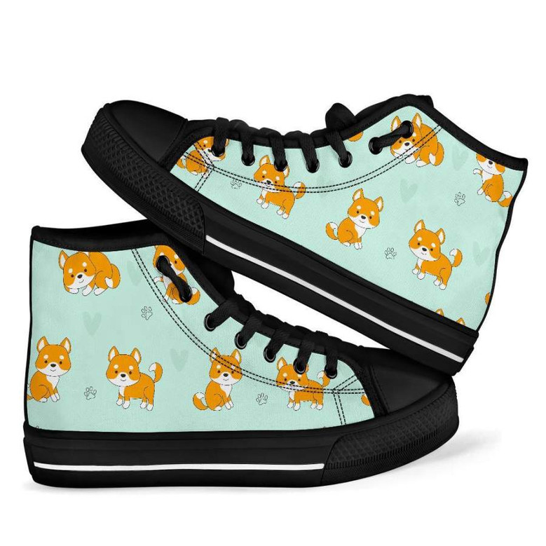 Shiba Inu犬の子犬の男性女性のハイトップシューズ