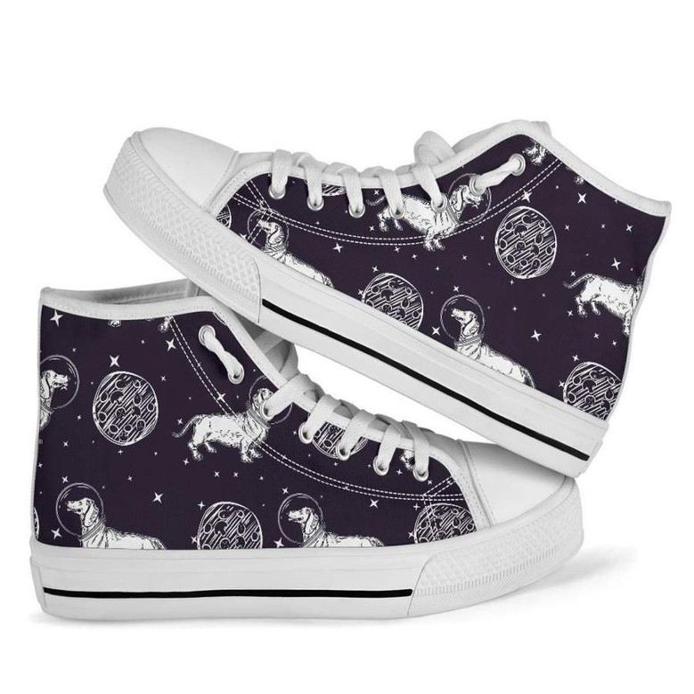 ウィーナードッグダックスフント宇宙飛行士男女用ハイトップシューズ