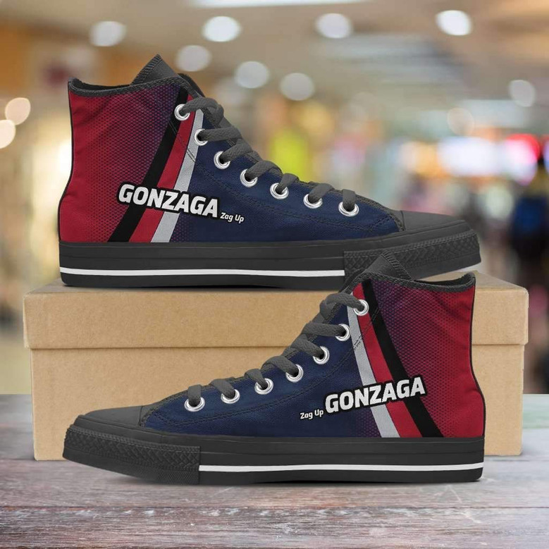 Gonzaga Zag Up Bulldogsバスケットボールファンキャンバスハイトップシューズスニーカー