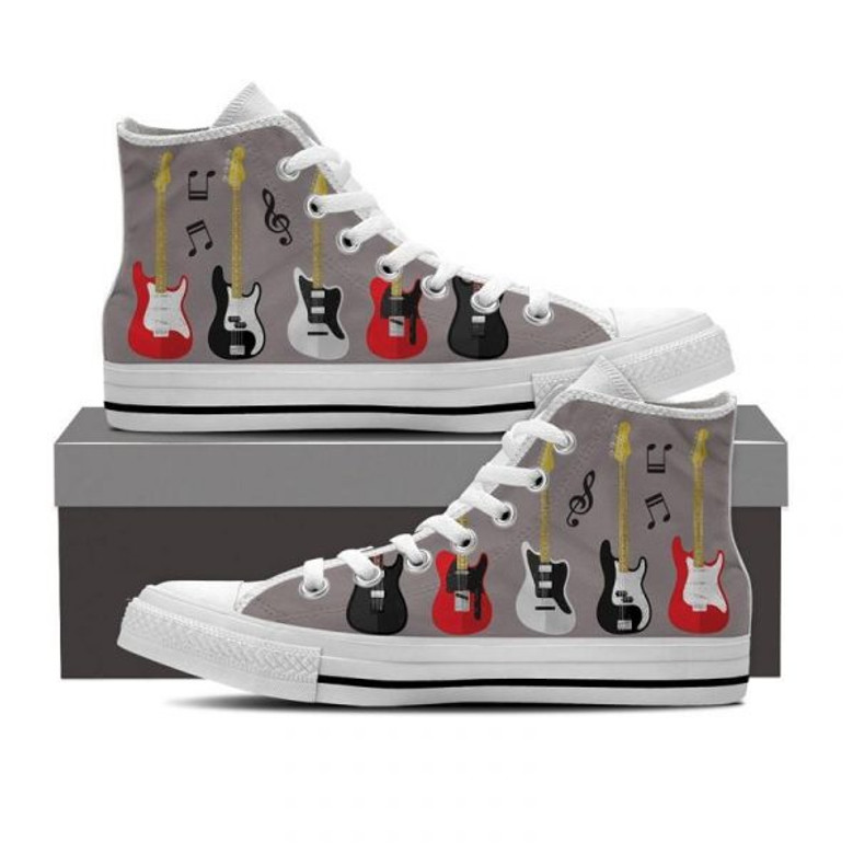 電気ギター音楽ハイトップシューズスニーカーメンズウィメンズHt
