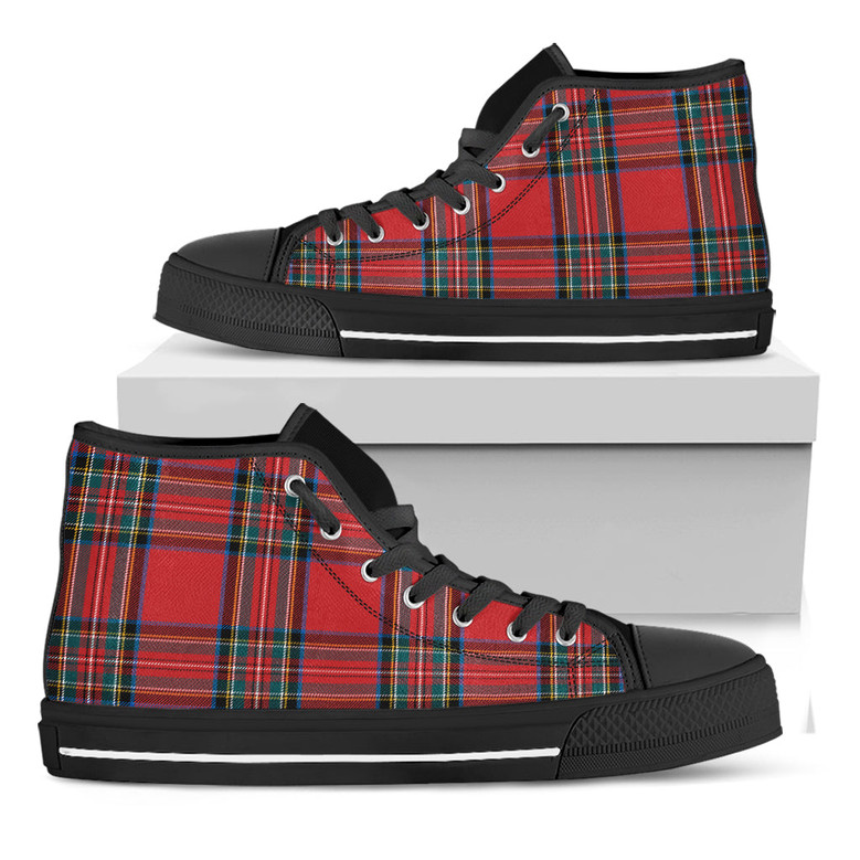 Stewart Tartan Scottish Pattern Print Black High Top Shoesを日本語に訳すと、「スチュワートタータンスコットランドパターンプリントブラックハイトップシューズ」になります。