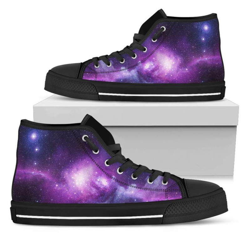 パープルスターフィールドギャラクシースペースプリントメンズハイトップシューズ