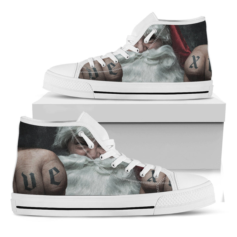 愛のクリスマスサンタクロースプリント白いハイトップシューズ