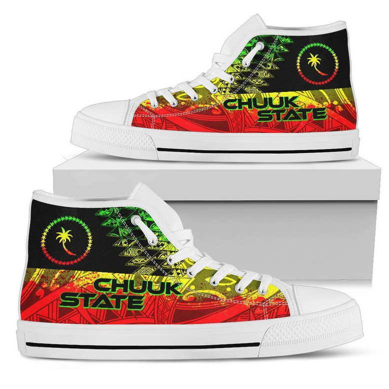 Chuuk State High Top Shoes - Reggae Color Symmetry Styleを日本語に訳すと、「チューク州ハイトップシューズ - レゲエカラーシンメトリースタイル」です。