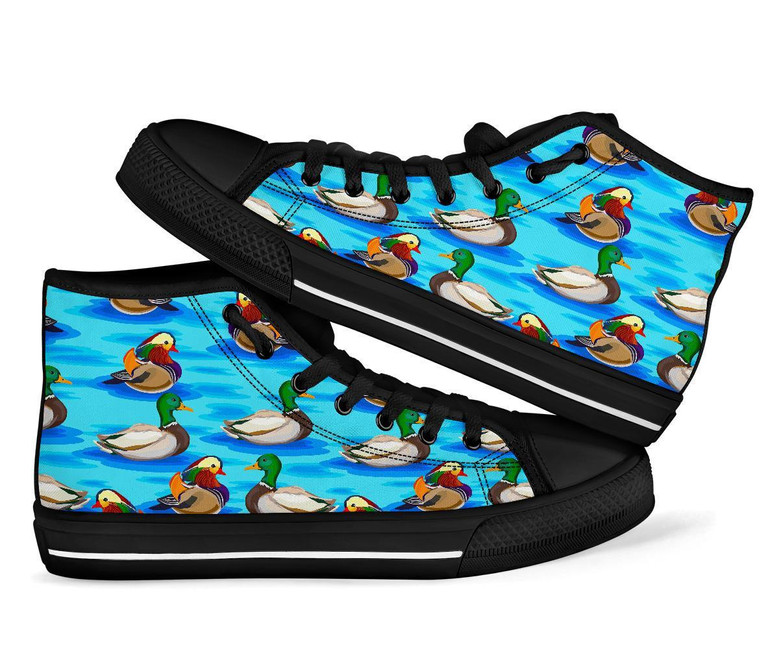 ダックマラードパターンプリントメンズウィメンズハイトップシューズ