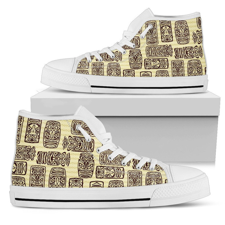 Tiki Brown Symbol Print Men High Top Shoesを日本語に訳すと、「Tikiブラウンシンボルプリントメンズハイトップシューズ」です。