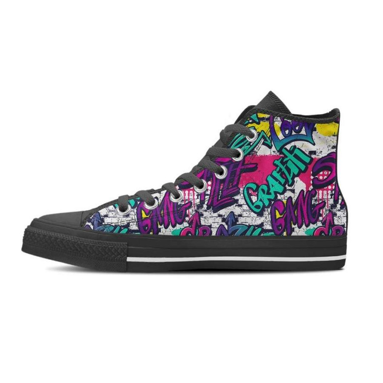 グラフィティヒップホッププリントメンズハイトップシューズ
