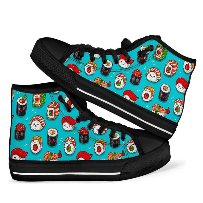パターンプリント寿司男女用ハイトップシューズ