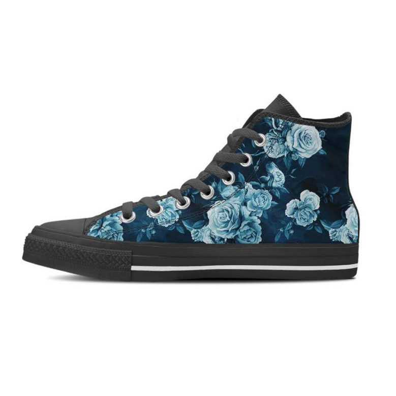 ブルーローズフローラルプリントメンズハイトップシューズ