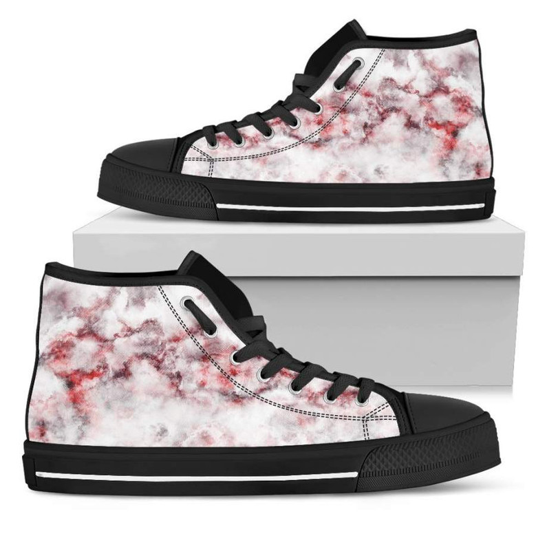 ホワイトルビーマーブルプリントメンズハイトップシューズ