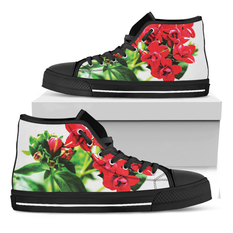 Bouvardia Plant Print Black High Top Shoesを日本語に訳すと、「ブーヴァルディアプラントプリントブラックハイトップシューズ」です。
