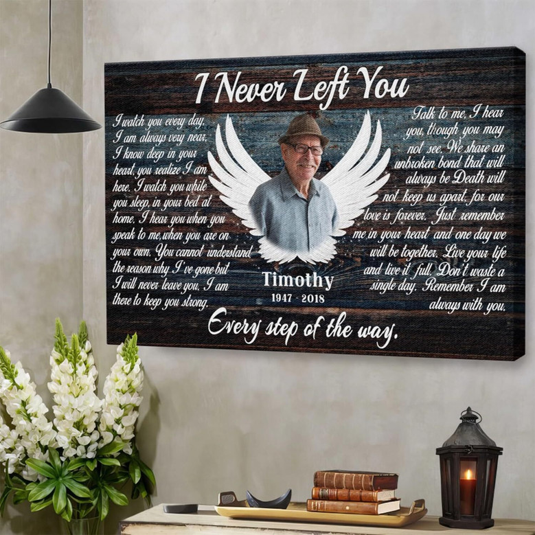 Personalized Angel Wings Wall Art: Memorial Canvas For Loss, Sympathy Gift, Custom Photo & Text, Spanish/English