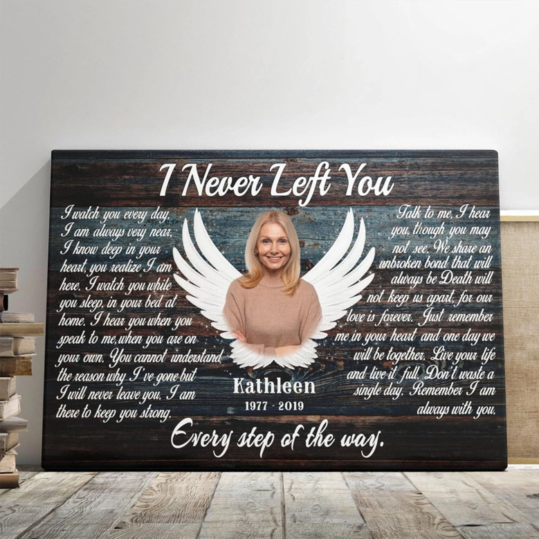 Personalized Angel Wings Wall Art: Memorial Canvas For Loss, Sympathy Gift, Custom Photo & Text, Spanish/English