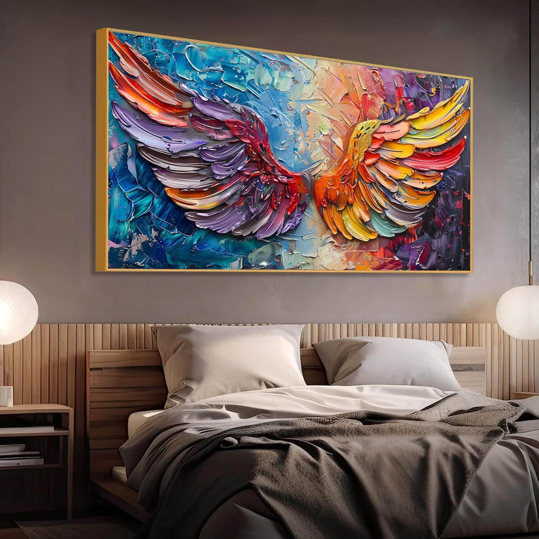 Colorful Angel Wings Wall Art Canvas For Living Room