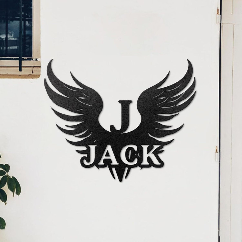 Personalized Angel Wings Wall Art With Initials And Last Name For Family Decor In Home Or Kitchen