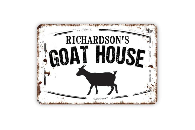 Personalized Metal Goat House Sign With Custom Name For Farm Barn - Indoor Outdoor Home Decor