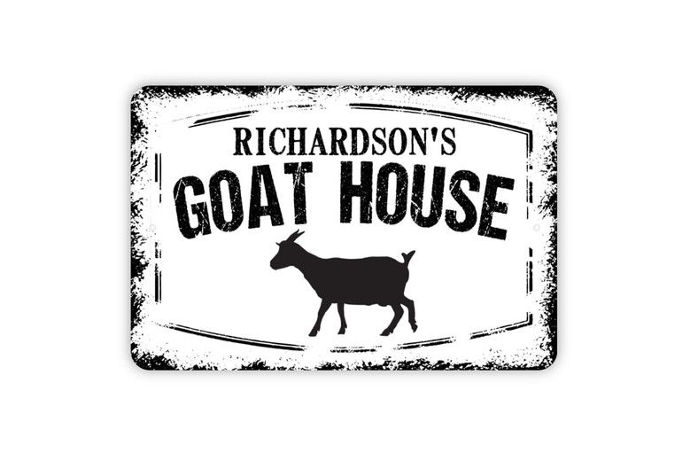 Personalized Metal Goat House Sign With Custom Name For Farm Barn - Indoor Outdoor Home Decor