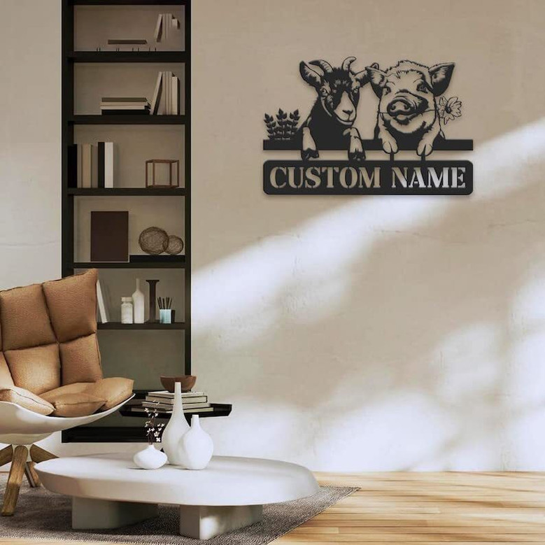 Personalized Metal Goat Signs - Rustic Farmhouse Livestock Wall Art For Barn Decoration, Xmas & Birthday