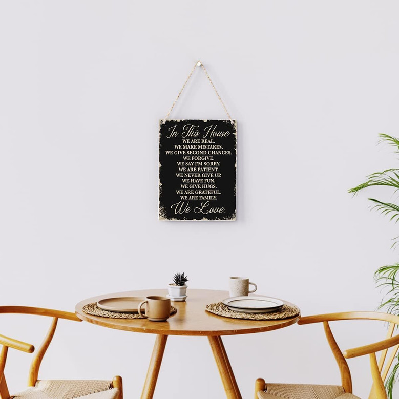 Inspirational Family Rules Wood Sign For Farmhouse Living Room Decor