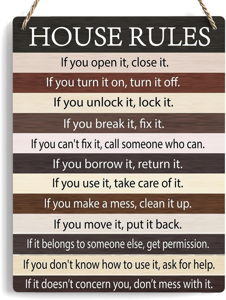 Rustic Farmhouse Family Rules Wood Sign For Living Room Or Kitchen