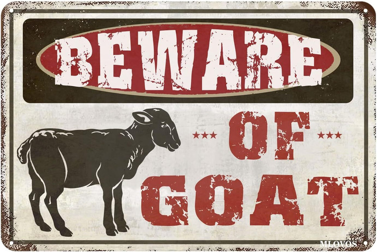 Beware Of Goat Metal Sign For Yard Or Garden - Retro Tin Wall Decor - Funny Outdoor Decoration