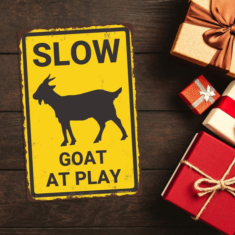 Vintage Metal Goat Sign - Humorous Farmhouse Decor For Home Or Yard