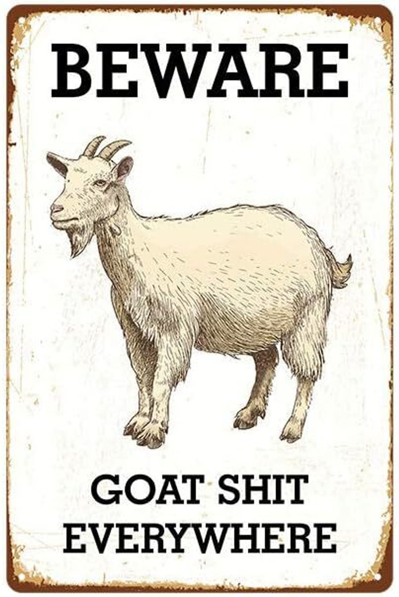 Beware Of Goat Metal Sign For Farm, Ranch, Home - Vintage 8x12 Inch Decor