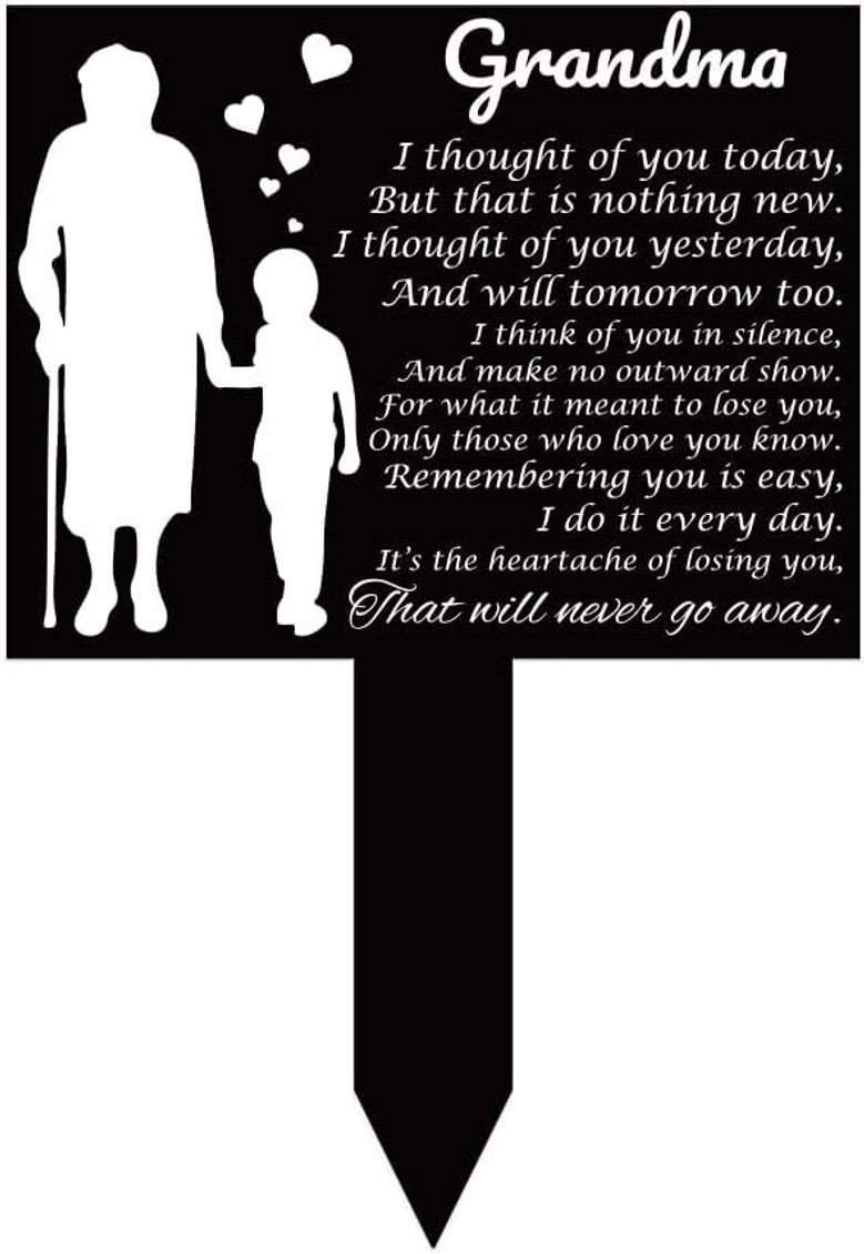 Square Shaped Memorial Garden Stake For Outdoors - Thoughtful Grandma Remembrance Gift, Cemetery Decoration