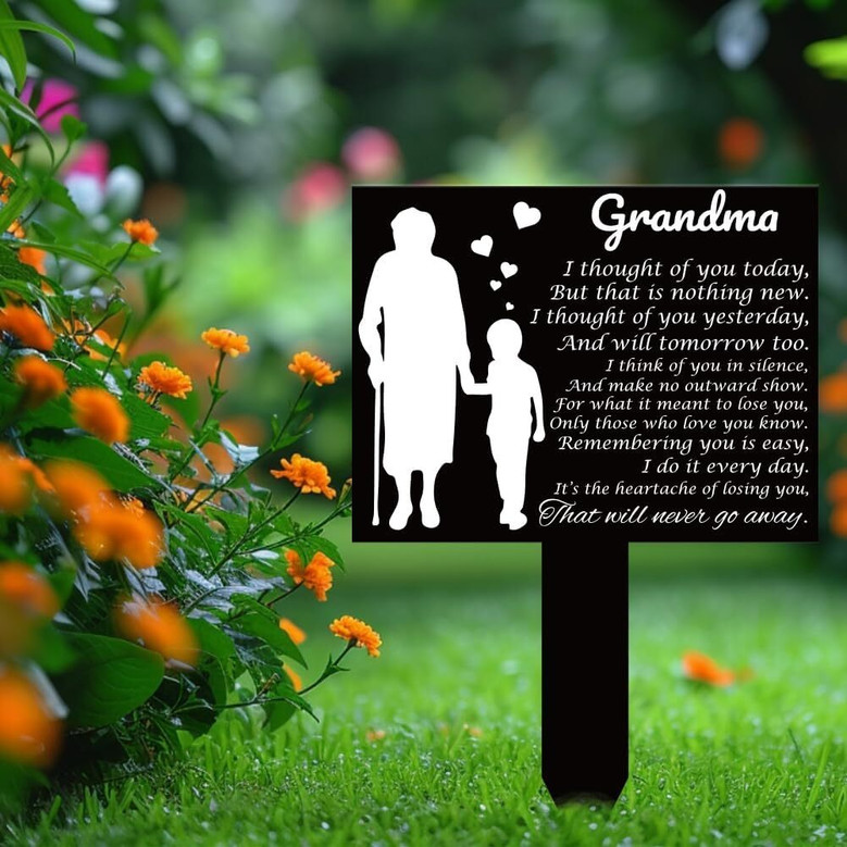Square Shaped Memorial Garden Stake For Outdoors - Thoughtful Grandma Remembrance Gift, Cemetery Decoration
