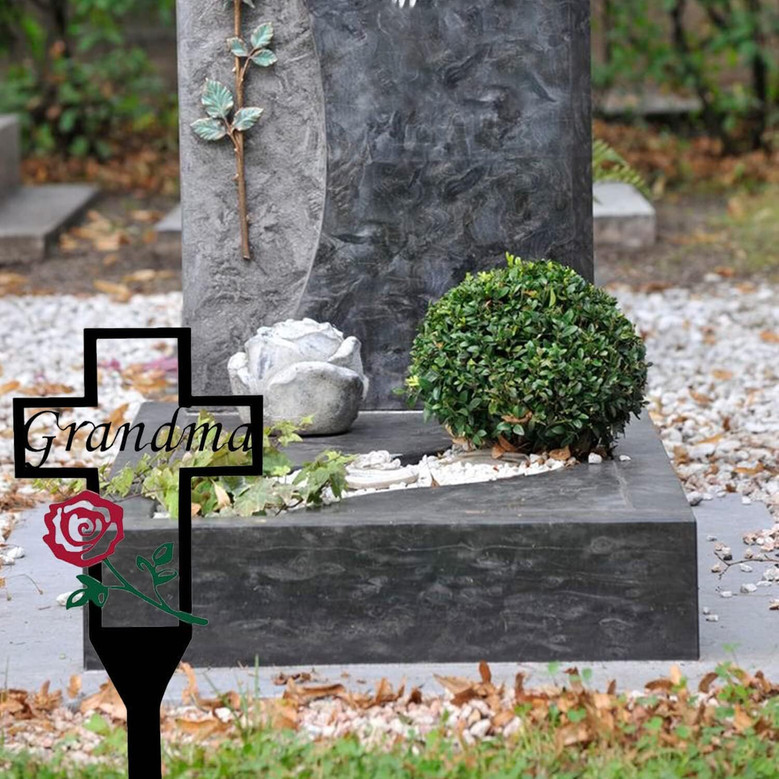 Thoughtful Grandma Memorial Metal Cross Stake For Outdoor Garden - Cherished Easter Decoration