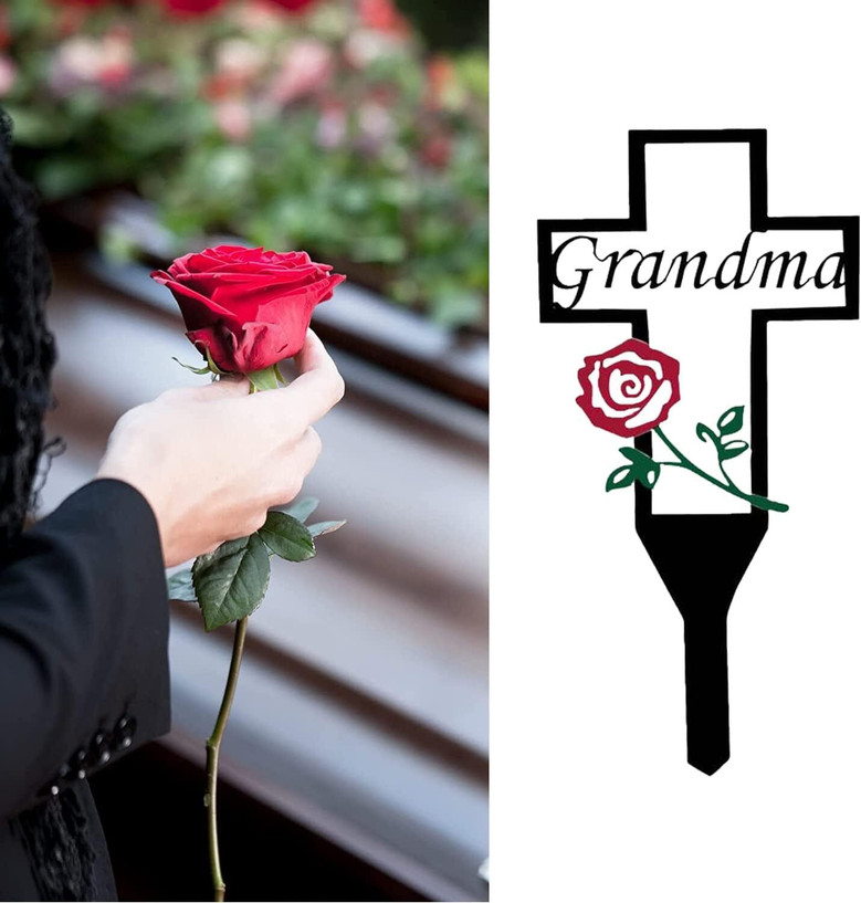 Thoughtful Grandma Memorial Metal Cross Stake For Outdoor Garden - Cherished Easter Decoration