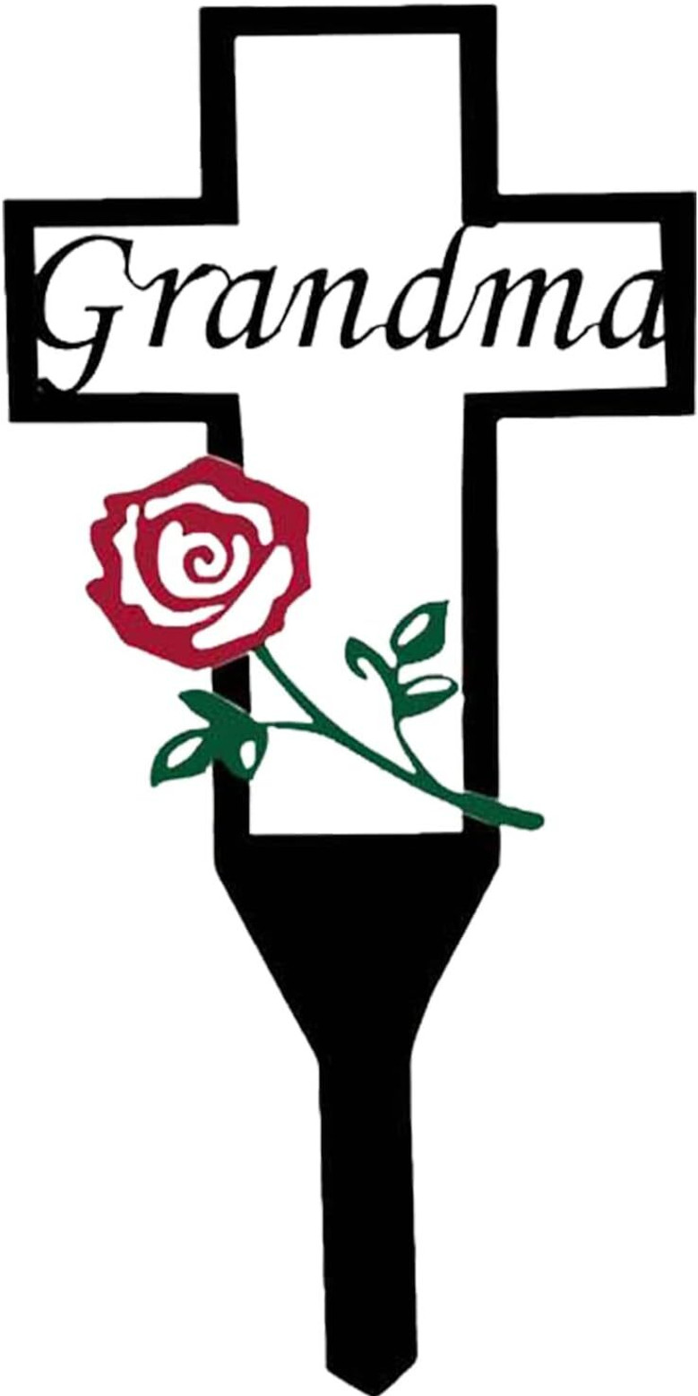 Thoughtful Grandma Memorial Metal Cross Stake For Outdoor Garden - Cherished Easter Decoration