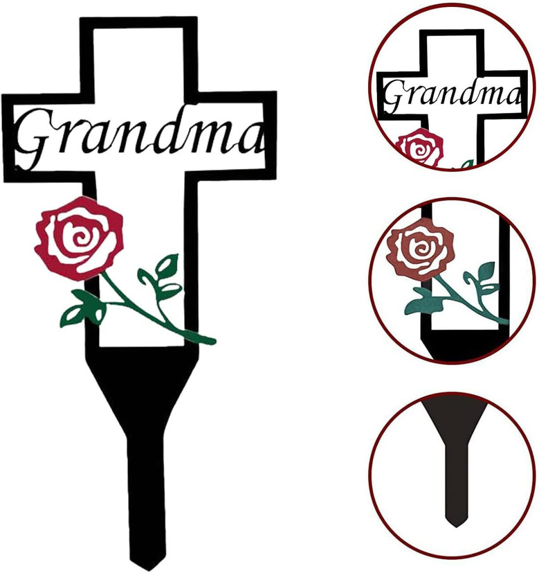 Thoughtful Grandma Memorial Metal Cross Stake For Outdoor Garden - Cherished Easter Decoration