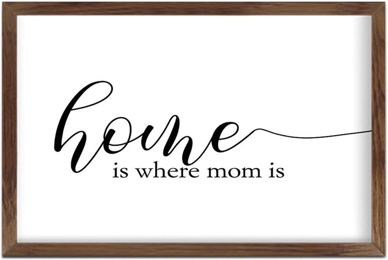 Farmhouse Christian Canvas - 'Home Is Where Mom Is' Wall Art For Kitchen And Living Room Decor