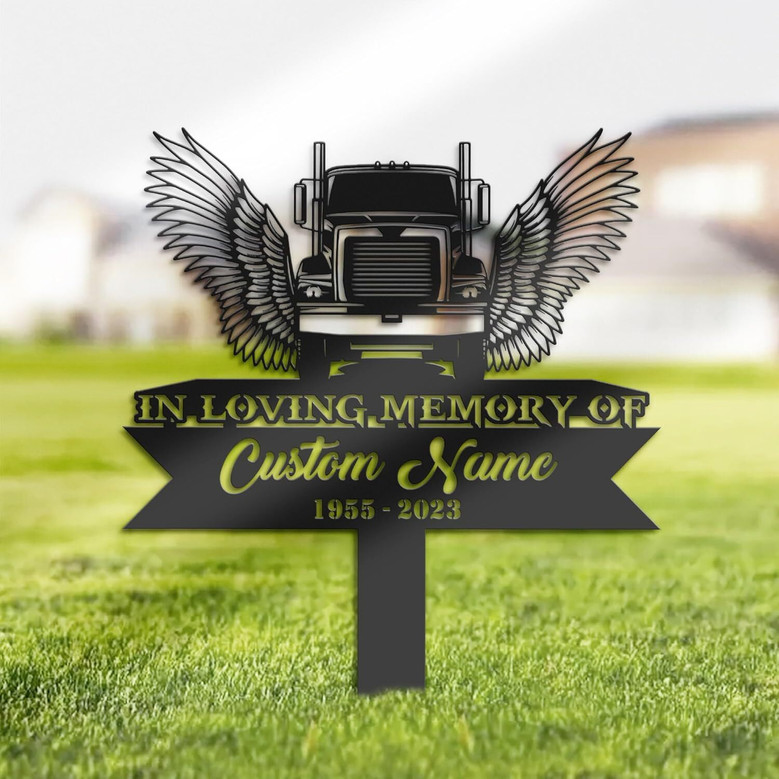 Sympathy Angel Wings Wall Art: Personalized Metal Grave Marker For Outdoor Memorials, Remembrance Plaque, Patio Decor