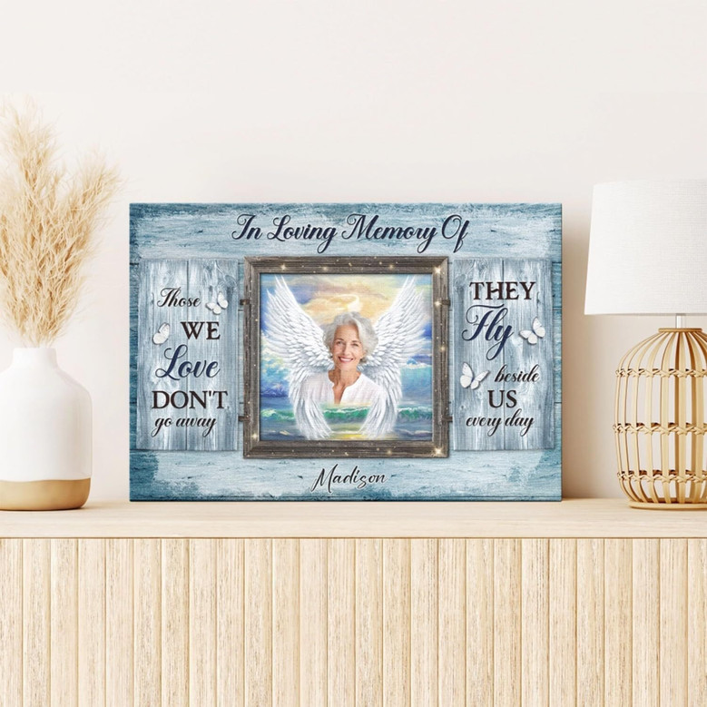 Heartfelt Angel Wings Wall Art Memorial Canvas For Sympathy And Remembrance In Living Room Decor