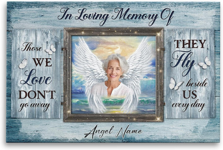 Heartfelt Angel Wings Wall Art Memorial Canvas For Sympathy And Remembrance In Living Room Decor