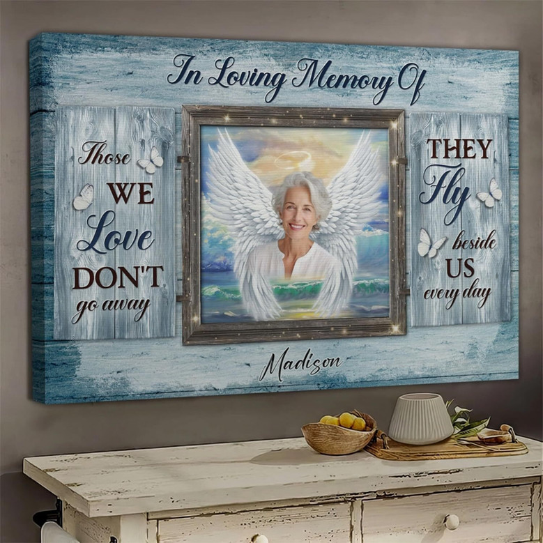 Heartfelt Angel Wings Wall Art Memorial Canvas For Sympathy And Remembrance In Living Room Decor