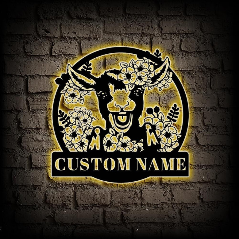 Heartfelt Custom Goat Metal Sign For Rustic Farm Decor Enthusiasts - Personalized Name To Add Charm To Any Room Or Man Cave